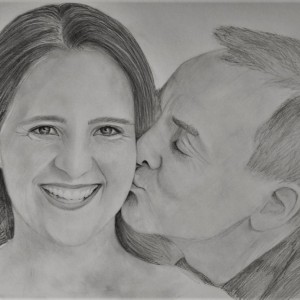 Doppelportrait Zeichnung nach Fotovorlage