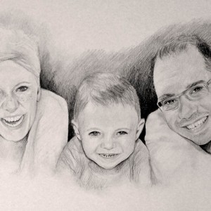 Familienportrait nach Fotovorlage gezeichnet